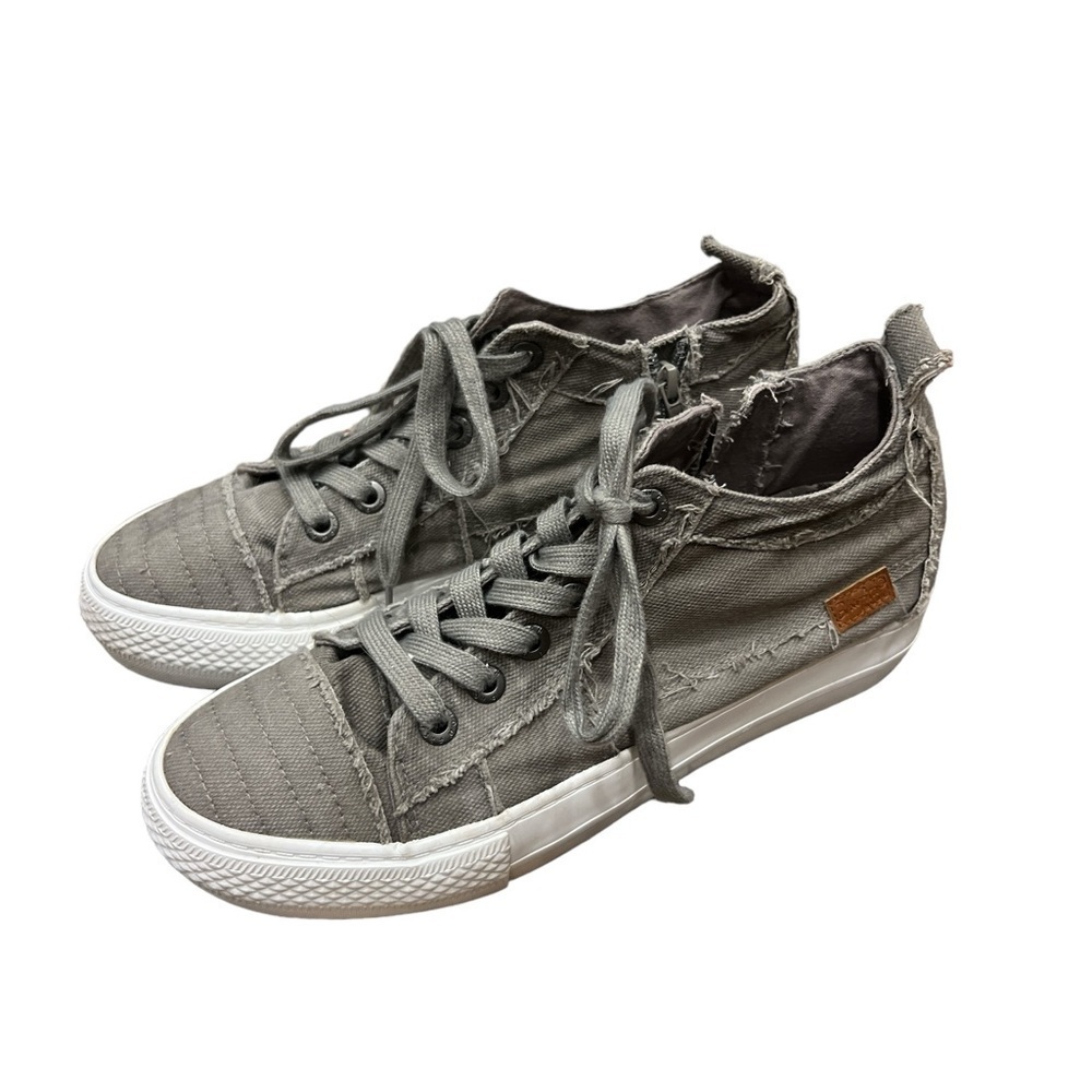 Blowfish Taupe Hipster Smoked Twill lace up distressed Sneakers SZ 10